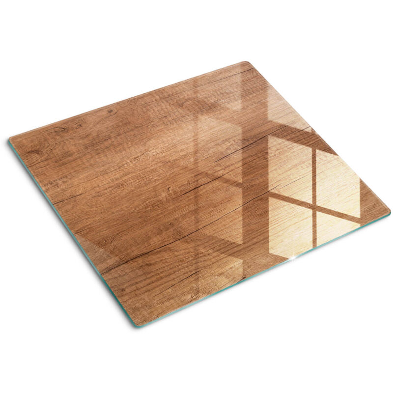 Tulup - Planche de cuisine, couvre plaque, verre planche découper, verre trempé – 60 x 52 cm - Bois