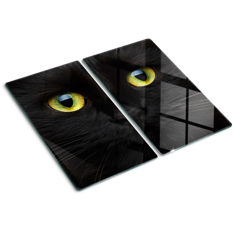 Tulup - Planche de cuisine, couvre plaque, verre planche découper, verre trempé – 2 x 30 x 52 cm - Yeux de chat