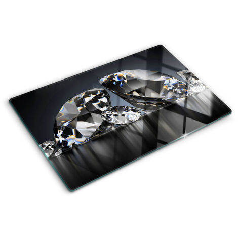 Planche de cuisine, couvre plaque, verre planche découper, verre trempé – 80 x 52 cm - Diamants
