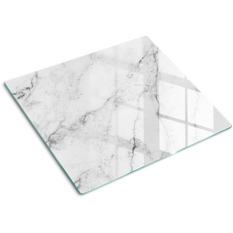 Tulup - Planche de cuisine, couvre plaque, verre planche découper, verre trempé – 60 x 52 cm - Marbre