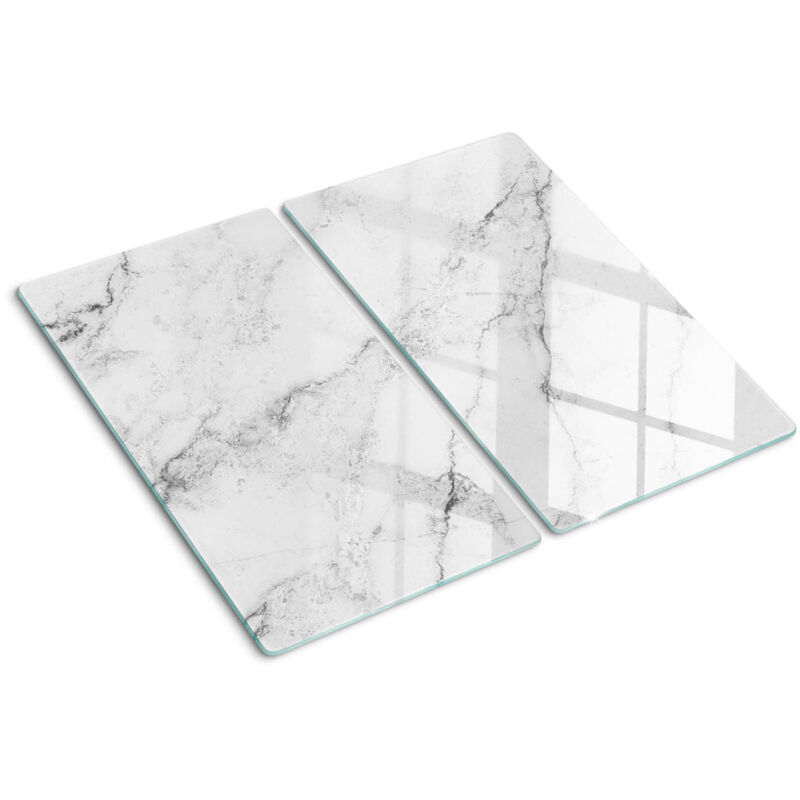 Tulup - Planche de cuisine, couvre plaque, verre planche découper, verre trempé – 2 x 30 x 52 cm - Marbre