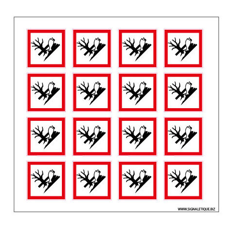 Planche de Pictogrammes RISQUES POUR L'ENVIRONNEMENT (SGH09PL) - Planche de 24 adhésifs - 30 x 30 mm