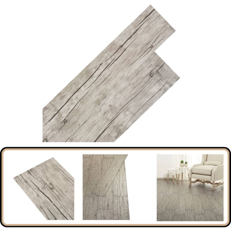 Planche de plancher pvc autoadhésif 5,02 m² 2 mm Chêne délavé - Parquet Pvc - Carrelage Pvc - Dallettes De Sol - Revêtement De Sol - Sol Imitation