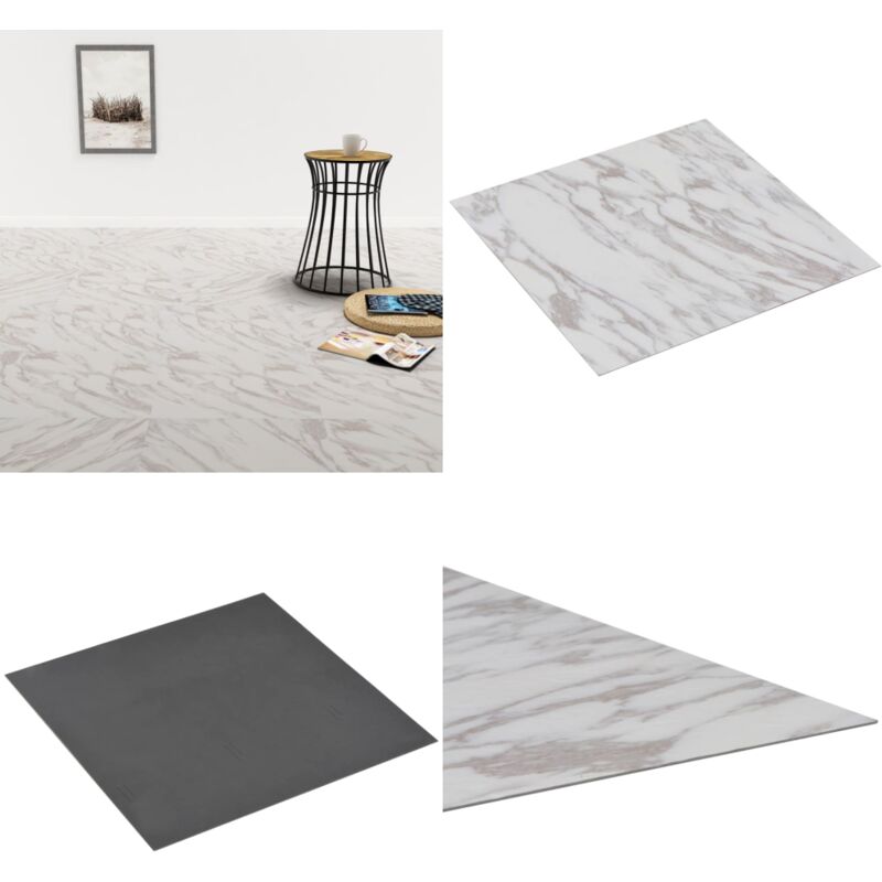 Dalles de plancher pvc autoadhésif 5,11 m² blanc marbre - Carrelage Pvc - Dallettes De Sol - Planchers Adhésifs - Revêtement De Sol - Carreau Vinyle