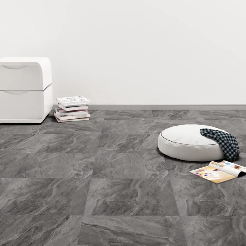 Planche de plancher pvc autoadhésif 5,11 m² Noir avec motif