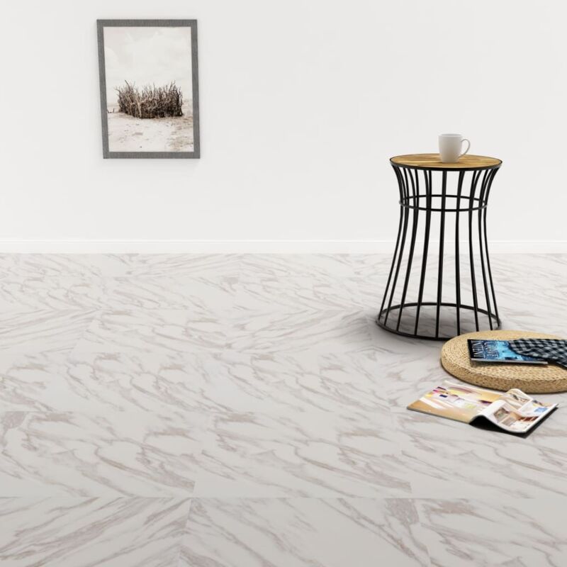 Dalles de plancher pvc autoadhésif 5,11 m² blanc marbre Vidaxl