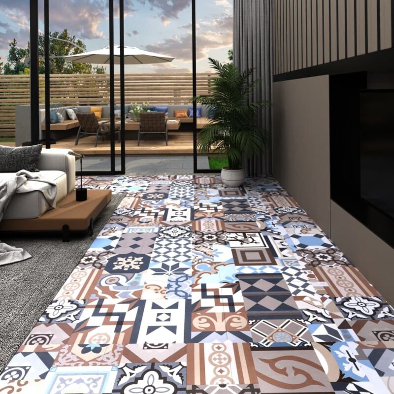 Dalle de plancher autoadhésif pvc 5,11 m² motif mono Vidaxl