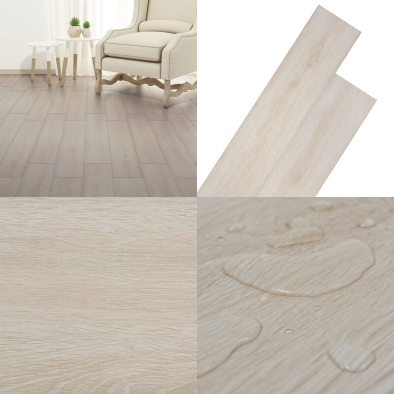 Dalles de plancher pvc autoadhésif blanc chêne classique - Parquet Pvc - Carrelage Facile Pose - Dallettes Pvc - Planchers Pvc - Revêtement Sol