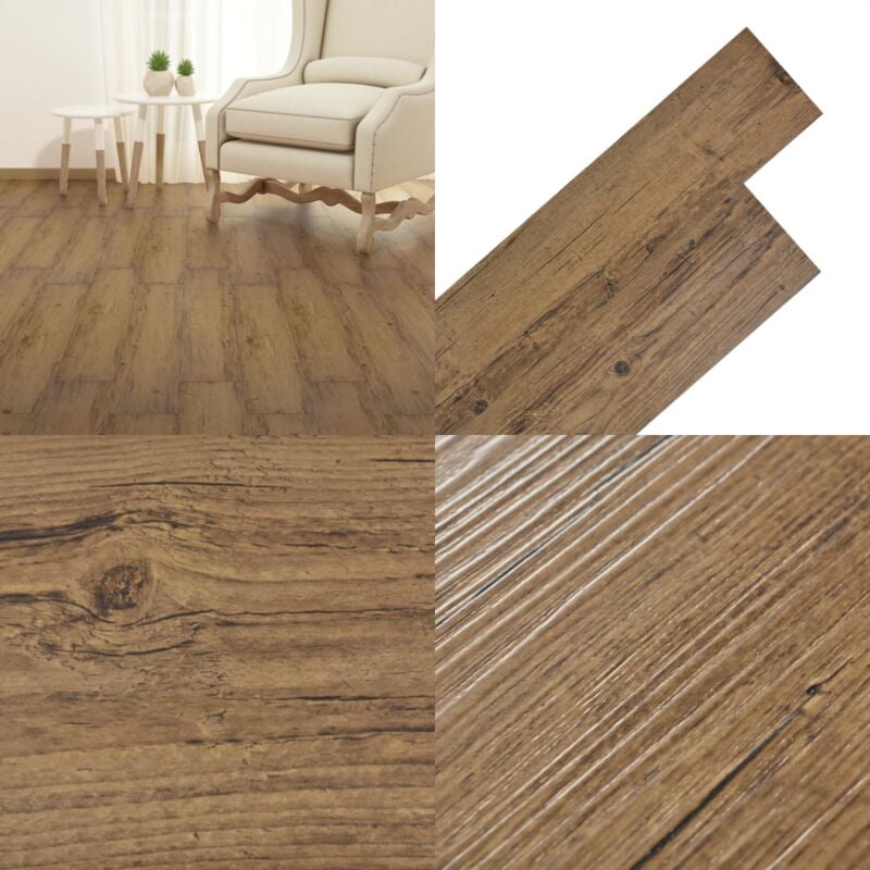 Dalles de plancher pvc autoadhésif 5,21 m² 2 mm marron noyer - Parquet Pvc - Revêtement De Sol Pvc - Dallettes De Sol - Carrelage Imitation Bois
