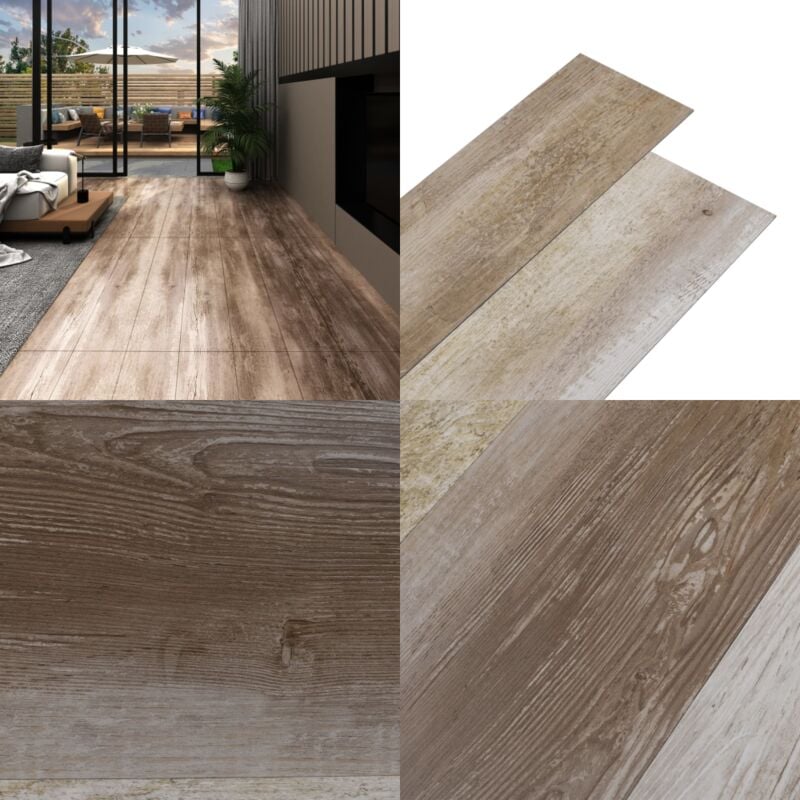 Dalles de plancher pvc autoadhésif 5,21 m² 2mm délavage de bois - Parquet Pvc - Carrelage Imitation Bois - Planchers Autocollants - Revêtement De Sol
