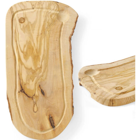 Planche de service en bois d'olivier avec rainure 400 x 250 x 18 mm - Hendi 505212