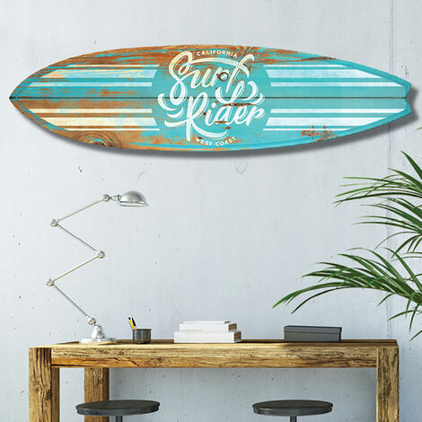Planche de Surf Décorative,Impression sur Alu Dibond, Surf Blue California, 145x40 cm