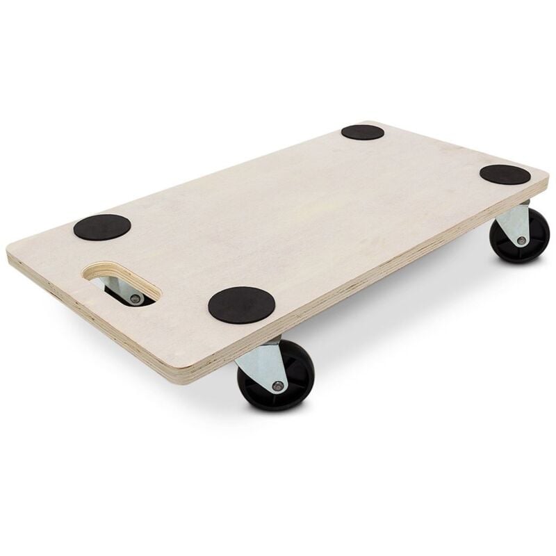 Helloshop26 - Planche de transport socle roulant plateforme à roulettes 200 kg système antiblocage déménagement beige 13000206s
