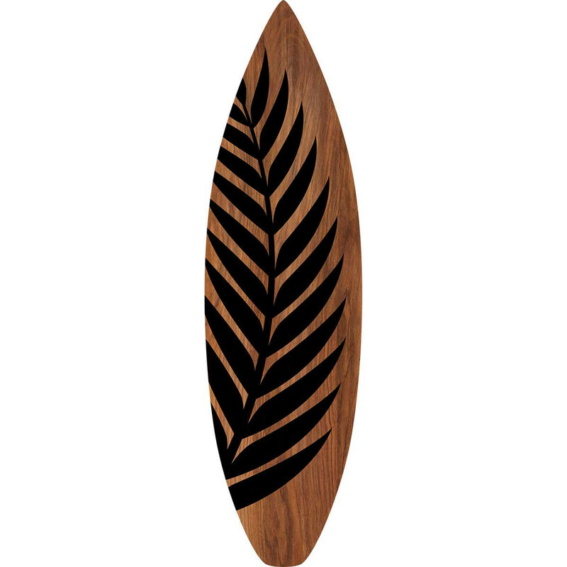 Hxadeco - planche deco surf black palm made in <strong>france</strong> 42x146cm