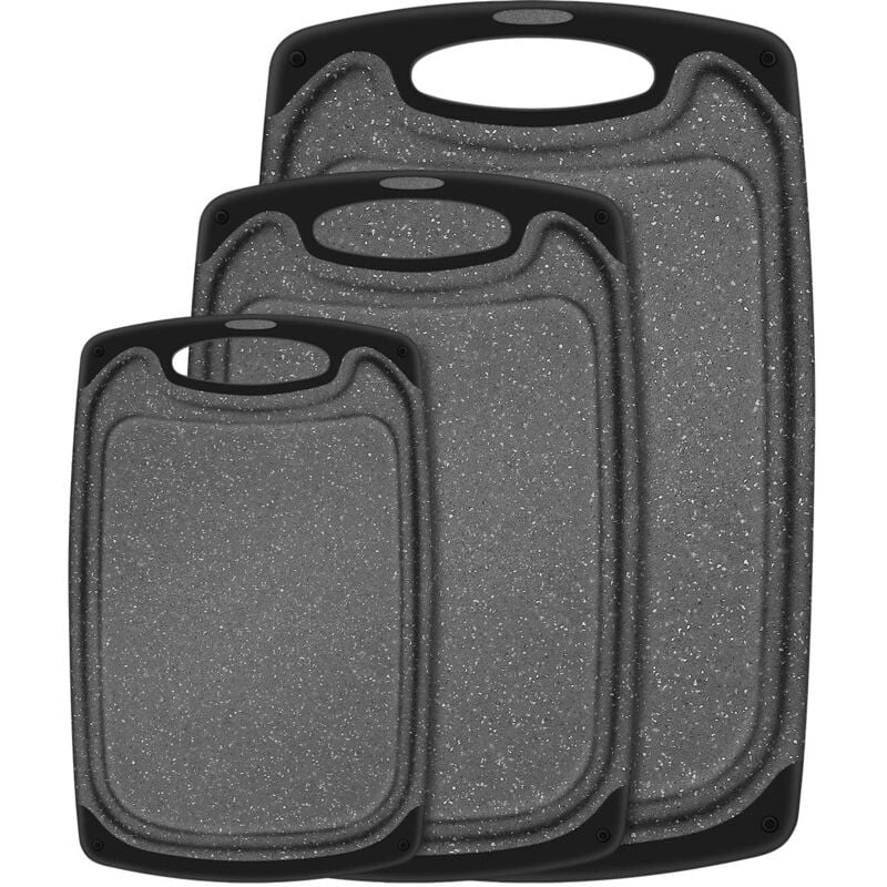 Sinbinta - Planche DéCouper, Ensemble 3 Planches à DéCouper en Plastique Avec Rainures Pour Jus et PoignéEs AntidéRapantes, Planche Petit-DéJeuner