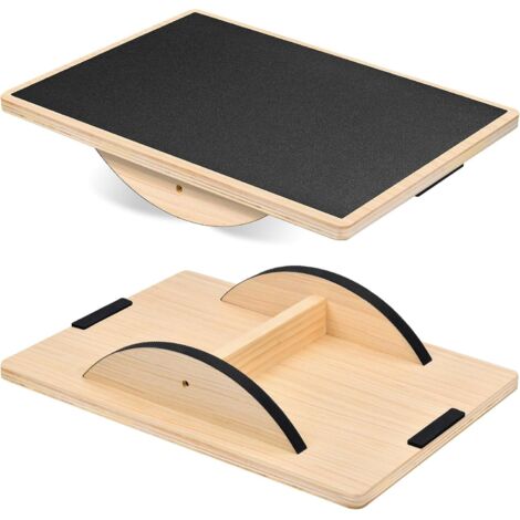 Planche d'équilibre - 1 pièce - Bois de pin - Surface antidérapante - Convient pour le yoga et la rééducation - 40 x 30 cm (carré)