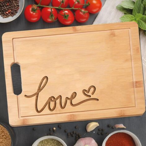 Planche en bambou "LOVE" – Idée cadeau personnalisé pour couple