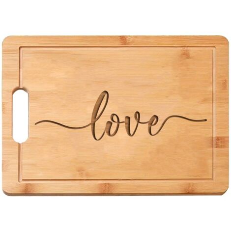 Planche en bambou "LOVE" – Message gravé, cadeau Saint-Valentin