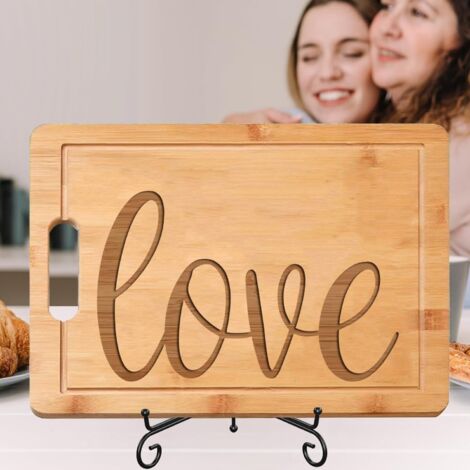 Planche en bambou "LOVE" – Message tendre gravé, cadeau amoureux