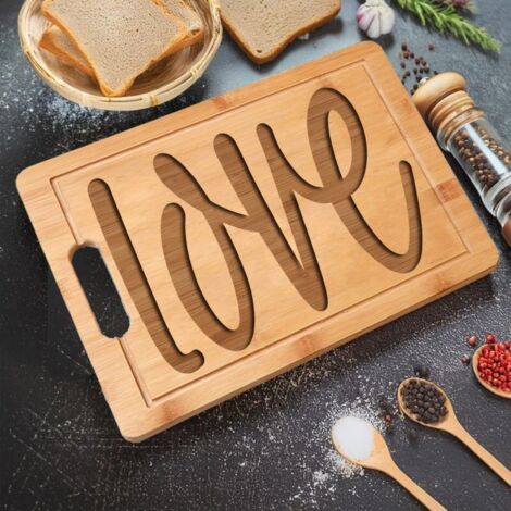Planche en bambou "LOVE" – Message tendre gravé pour mère