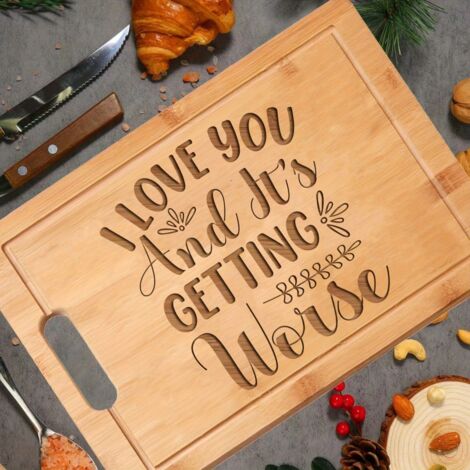Planche en bambou texte romantique gravé – Pour elle, pour lui, cadeau amoureux