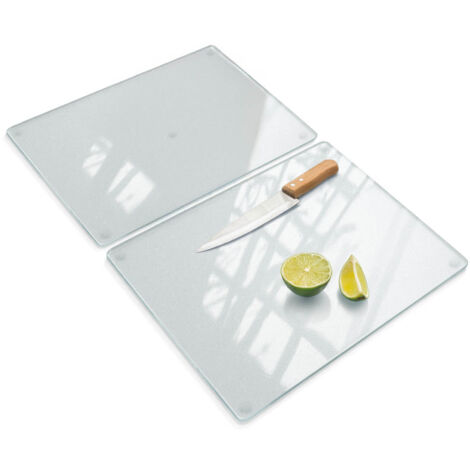 Planche en verre trempé dépoli cuisine antidérapante résistante chaleur rayures design moderne 2x40x52 cm