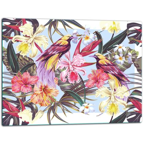 Planche  hachage en verre 52x40 fleurs