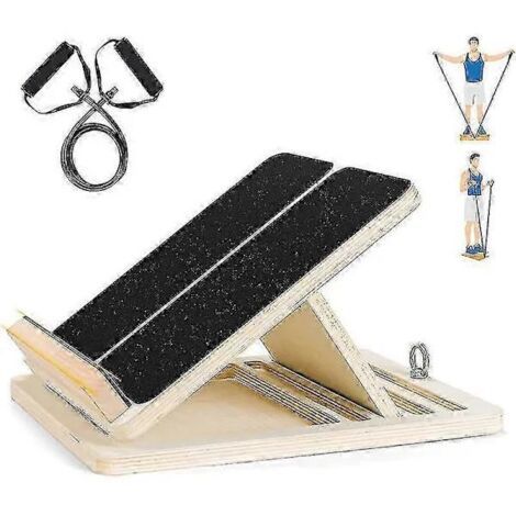 Planche inclinée professionnelle, étireur de mollets en bois, planche à angle réglable pour les chevilles avec bande de résistance, pliable