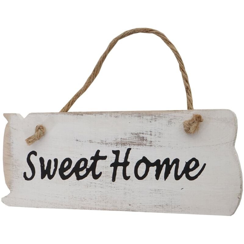 Planche murale Sweet Home, planche décorative, panneau style shabby, vintage, 10x25x1cm, blanc