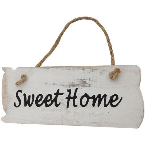 Planche murale Sweet Home, planche décorative, panneau style shabby, vintage, 10x25x1cm, blanc