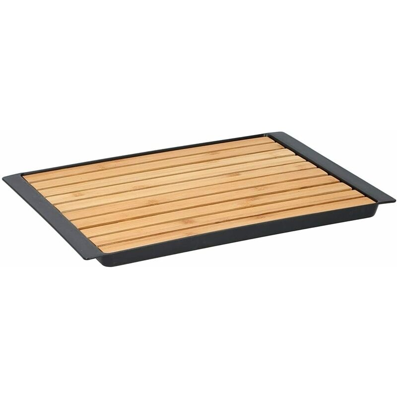 Planche à pain en bois de bambou avec plateau ramasse-miettes 38x27cm