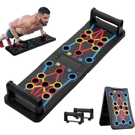 Planche Pousse Pompes - Pliante - Réglable - 15 Angles - Pour Poitrine Bras Épaules - Tapis Anti Dérapant Inclus - 600 Lbs