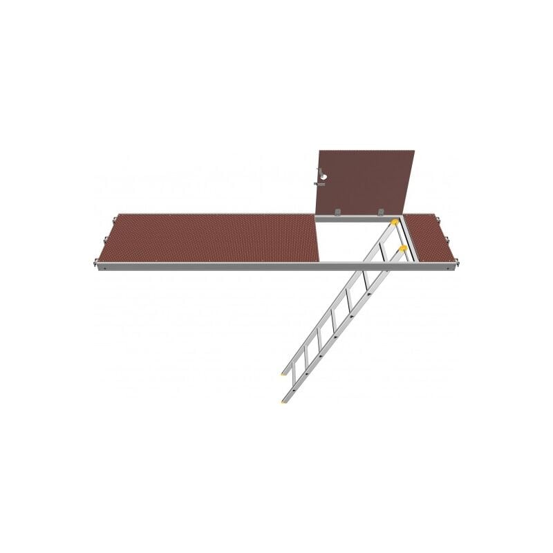 Layher - Plancher à trappe aluminium bois avec échelle d'accès pour échafaudage multidirectionnel