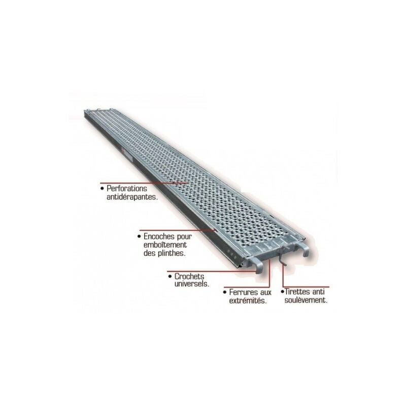ALTRAD - Plancher acier galvanisé tolacier 0,365 x 1,50m (300kg/m2) - gamme échafaudage façadier - AERIS 45 - Réf: most36-150-ac