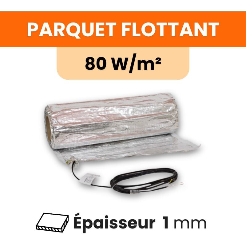 Trame chauffante électrique Ignis en aluminium 80 W/m² pose sous bois pvc stratifié - 1.25 m²