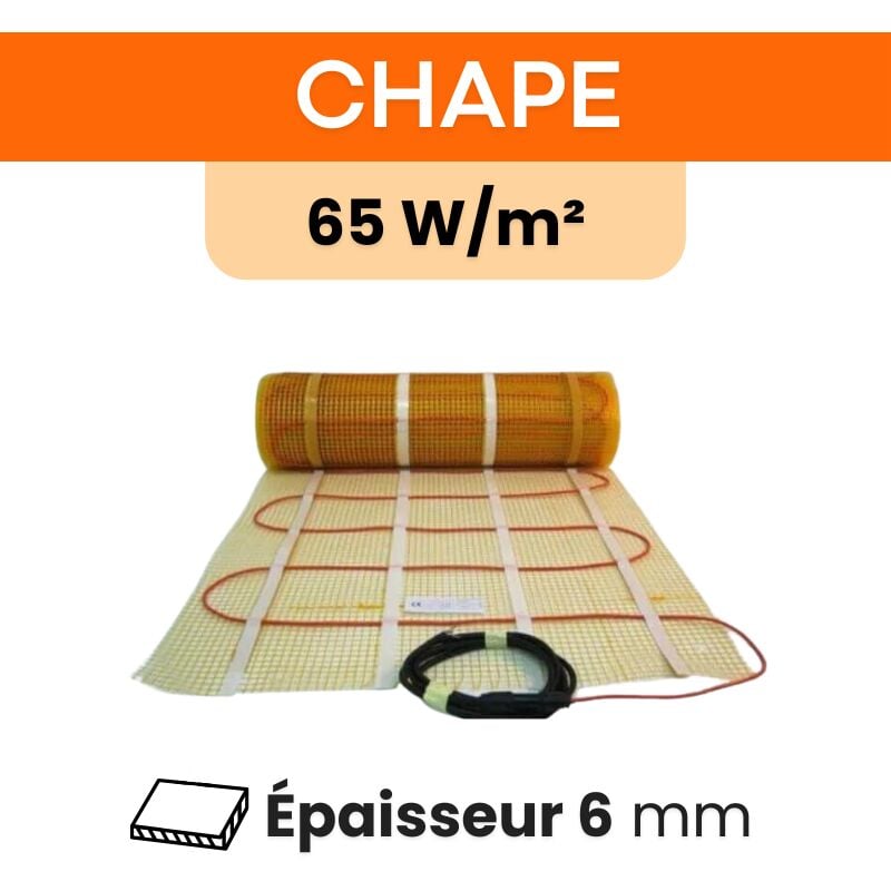 Plancher chauffant électrique sur chape - 65 W/m² : l 15,30 m x l 0,70 m - 910 w