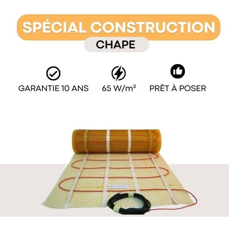 Plancher chauffant électrique sur chape - 65 W/m² : l 4,05 m x l 0,70 m - 240 w