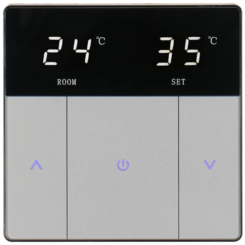 Plancher Chauffant Thermostat de Chauffage à Bouton Tactile, économe en énergie et Facile à Utiliser AC230V 10A pour Plancher Chauffant Noir