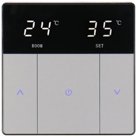 Plancher Chauffant Thermostat de Chauffage à Bouton Tactile, économe en énergie et Facile à Utiliser AC230V 10A pour Plancher Chauffant Noir