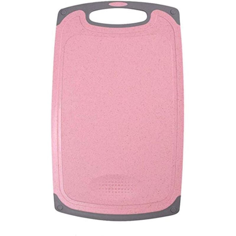 KZQ - Planches à Découper Alimentaires Matériel avce Rainure de Jus Antidérapantes Antimicrobienne Résistante à la Chaleur et Non-Toxique (Rose)