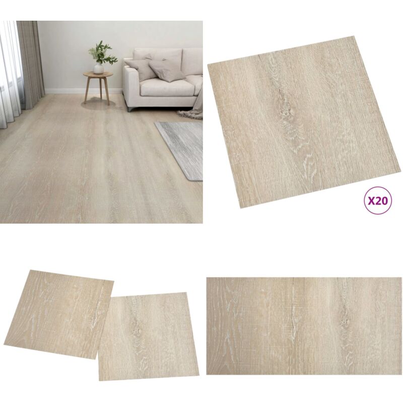 Dalles de plancher autoadhésives 20 pcs pvc 1,86 m² beige - Carrelage Pvc - Dallettes De Sol - Planchers Autocollants - Revêtement De Sol Intérieur