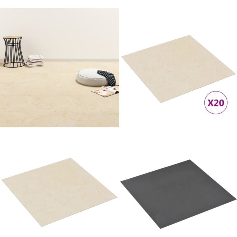 Dalles de plancher autoadhésives 20 pcs PVC 1,86 m² beige - Carrelage Pvc - Dallettes De Sol - Planchers Autocollants - Revêtement De Sol - Parquet