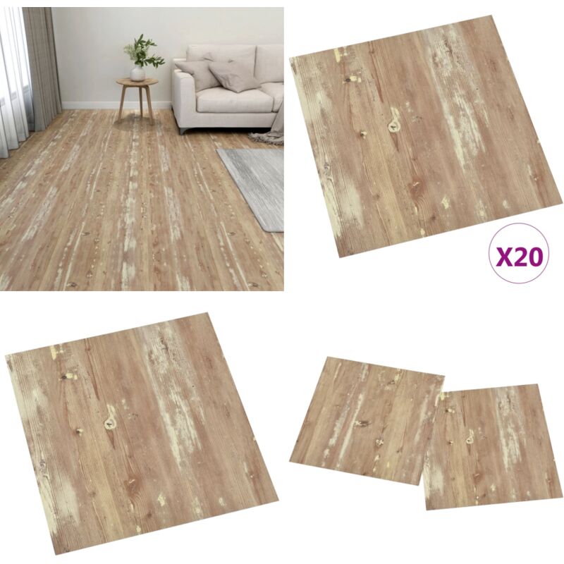 Dalles de plancher autoadhésives 20 pcs pvc 1,86 m² marron - Carrelage Pvc - Dallettes De Sol - Planchers Autocollants - Revêtement De Sol Intérieur