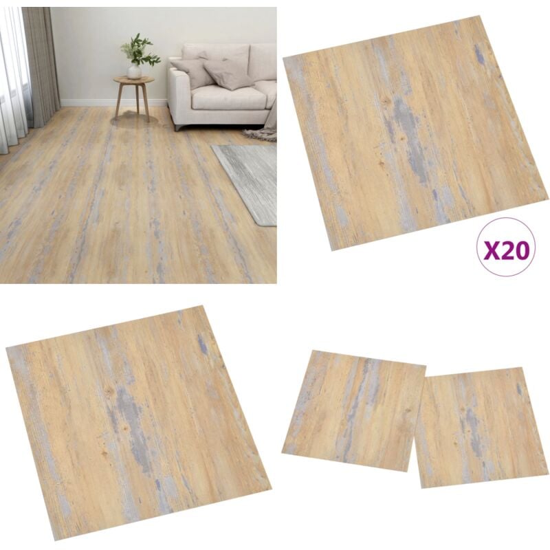 Dalles de plancher autoadhésives 20 pcs PVC 1,86 m² marron - Carrelage Pvc - Dallettes De Sol - Planchers Autocollants - Revêtement De Sol Intérieur