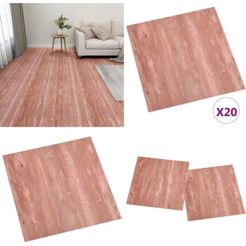 Dalles de plancher autoadhésives 20 pcs pvc 1,86 m² rouge - Carrelage Pvc - Dallettes De Sol - Planchers Autocollants - Revêtement De Sol - Carreau
