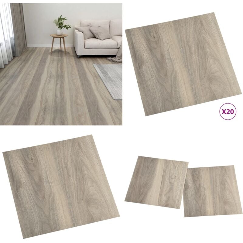 Dalles de plancher autoadhésives 20 pcs pvc 1,86 m² taupe - Carrelage Pvc - Dallettes De Sol - Planchers Autocollants - Revêtement De Sol - Carreau