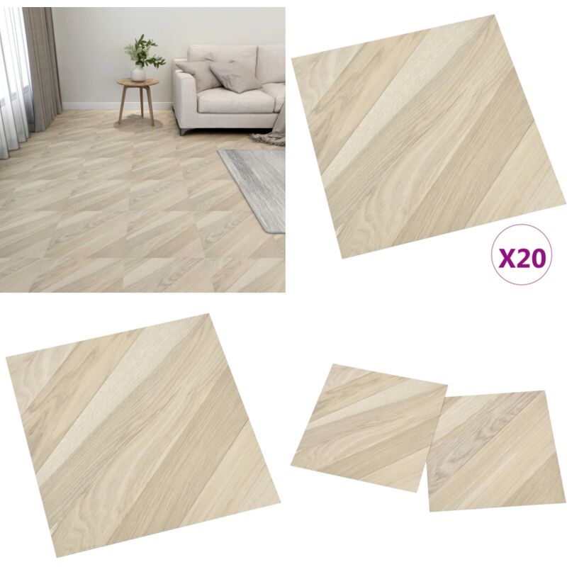Planches de plancher autoadhésives 20 pcs pvc 1,86m² Beige rayé - Carrelage Pvc - Planchers Pvc - Dallettes Pvc - Revêtement De Sol - Carreau Vinyle