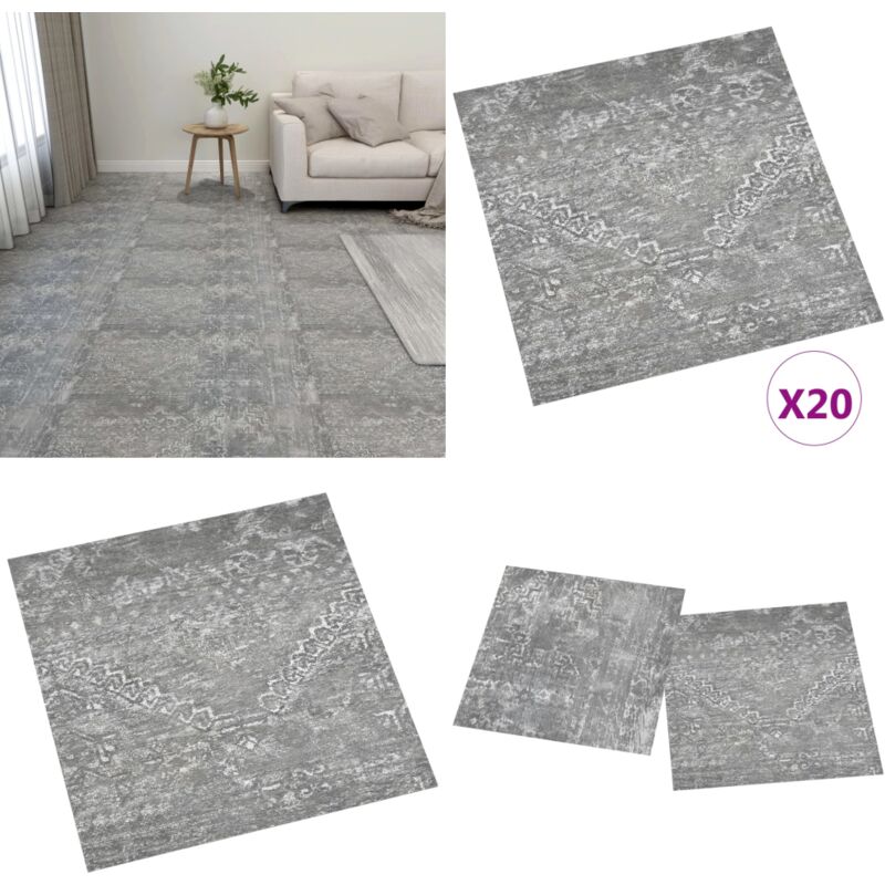 Dalles de plancher autoadhésives 20 pcs pvc 1,86 m² gris béton - Carrelage Pvc - Dallettes De Sol - Planchers Adhésifs - Revêtement De Sol Intérieur