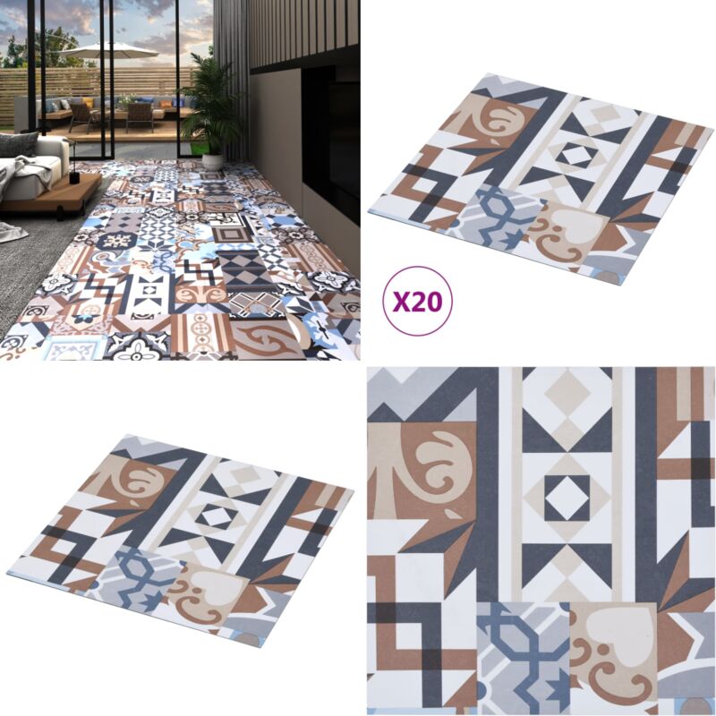 Dalles de plancher autoadhésives 20 pcs pvc 1,86m² motif mono - Carrelage Pvc - Dallettes De Sol - Planchers Autocollants - Revêtement De Sol