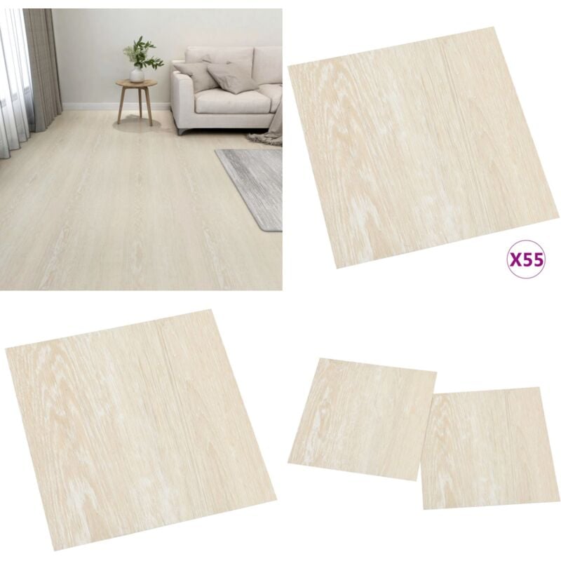 Dalles de plancher autoadhésives 55 pcs pvc 5,11 m² beige - Carrelage Pvc - Dallettes De Sol - Planchers Adhésifs - Revêtement De Sol - Carreau